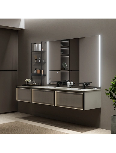 wall mounted bathroom vanities with LED mirror